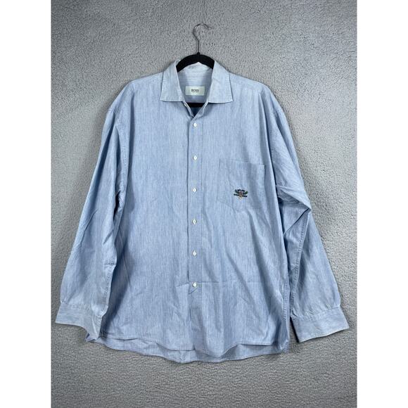 Boss By Hugo Boss Mens Size L Light Blue Long Sleeve Button Up Shirt - Picture 1 of 12